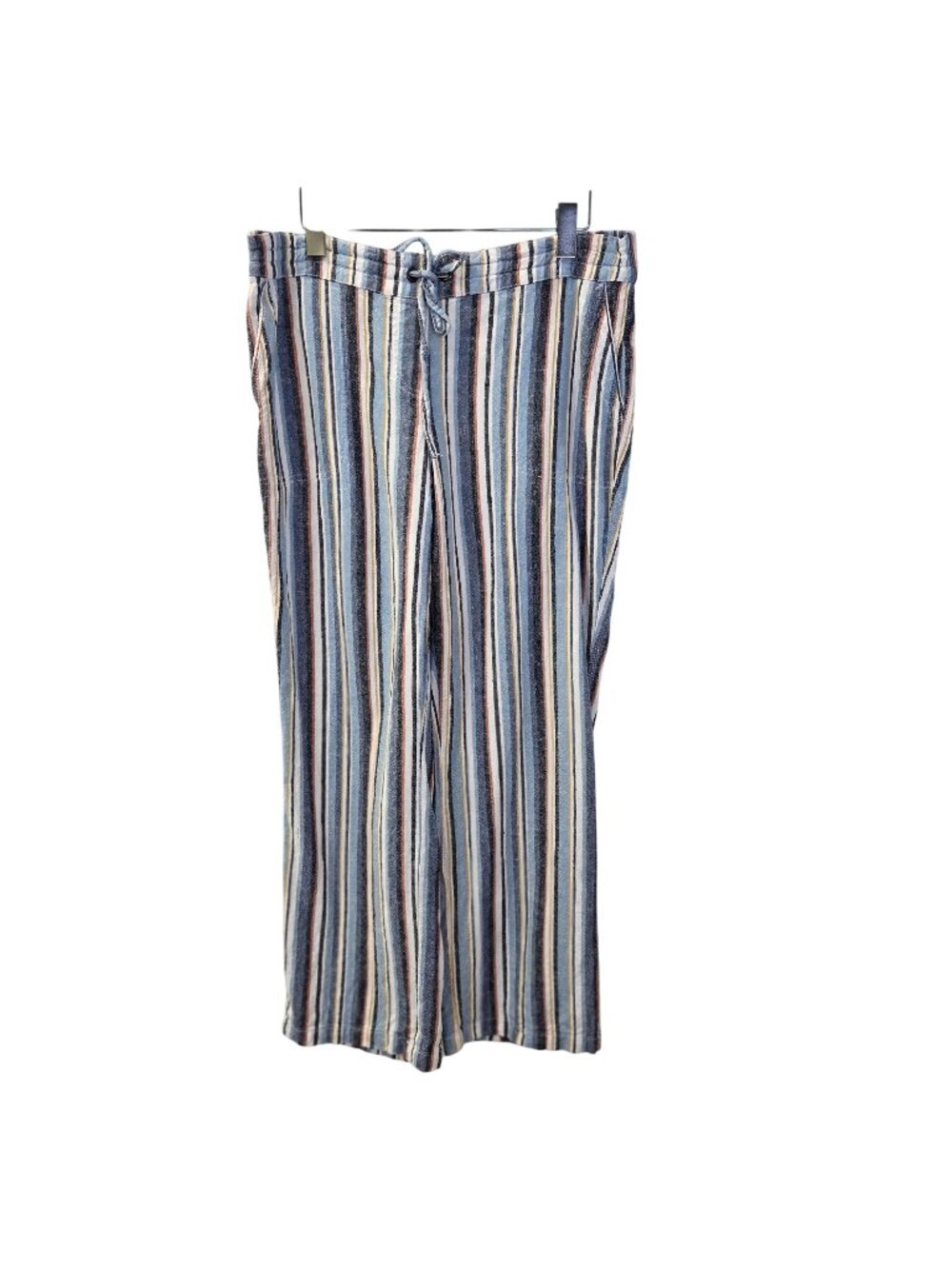 Per Se Linen & Viscose Blend Striped Casual Pants Size Large